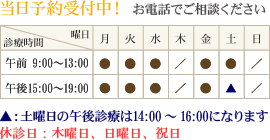 こうの歯科医院の診療時間